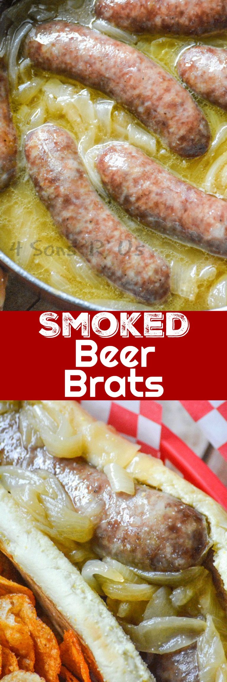 Smoked Beer Brats With Caramelized Onions 4 Sons 'R' Us