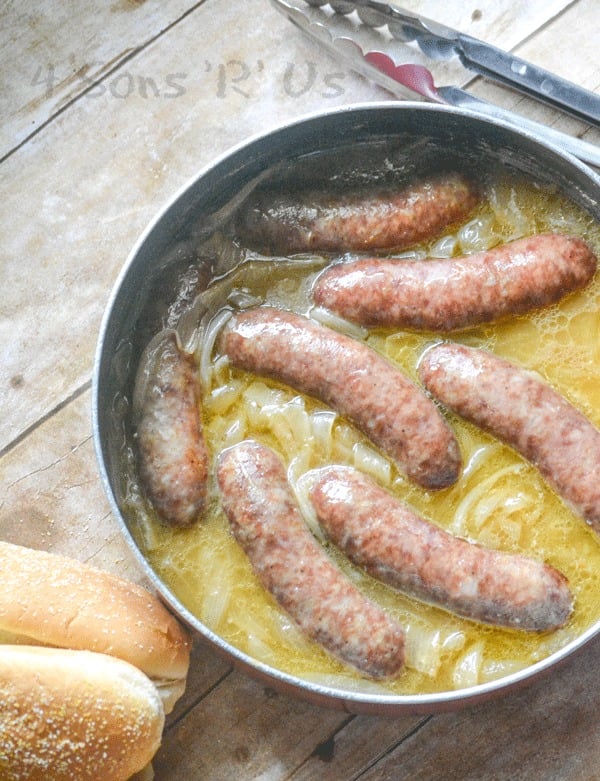 Smoked Beer Brats With Caramelized Onions