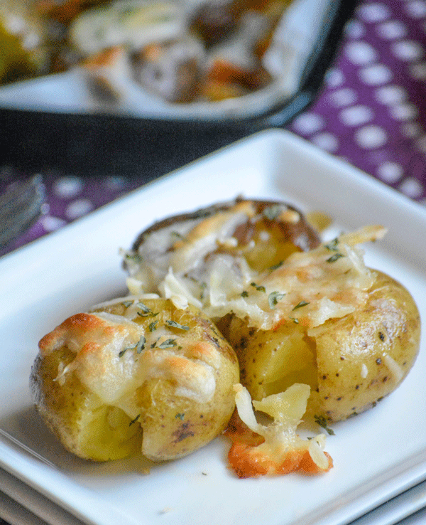 Cheesy Garlic Butter Cracked Potatoes