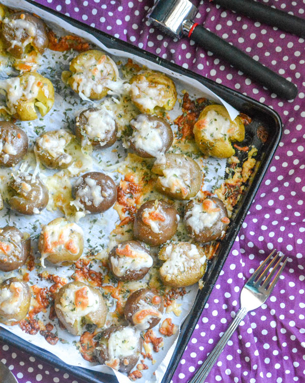 Cheesy Garlic Butter Cracked Potatoes