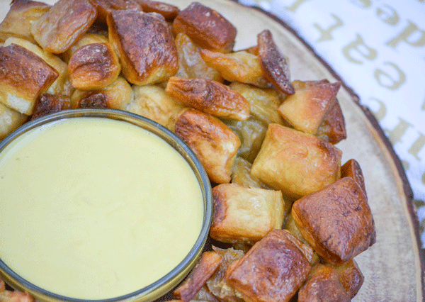 Pull Apart Pretzel Bread & Honey Mustard Dip