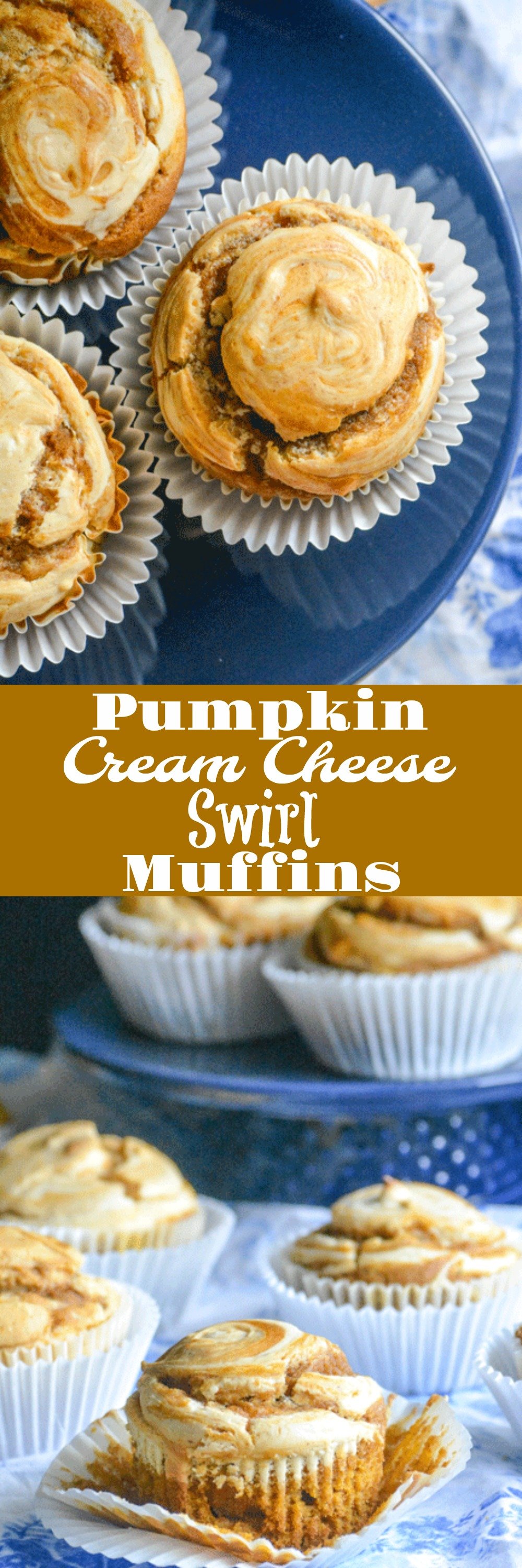Cupcakes are a no brainer for dessert, but what if I told you you could have a breakfast muffin that tasted like a lightly frosted cupcake? These Pumpkin Cream Cheese Swirl Muffins leave you lickin' your fingers for crumbs with their sweet pumpkin pie spiced selves and a creamy, melt in your mouth cream cheese swirl.