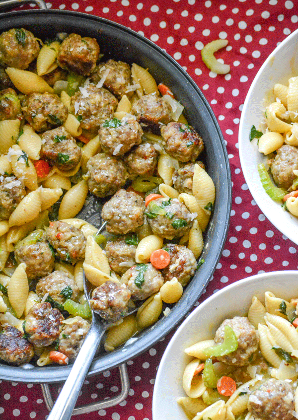 Italian Wedding Soup Pasta Skillet