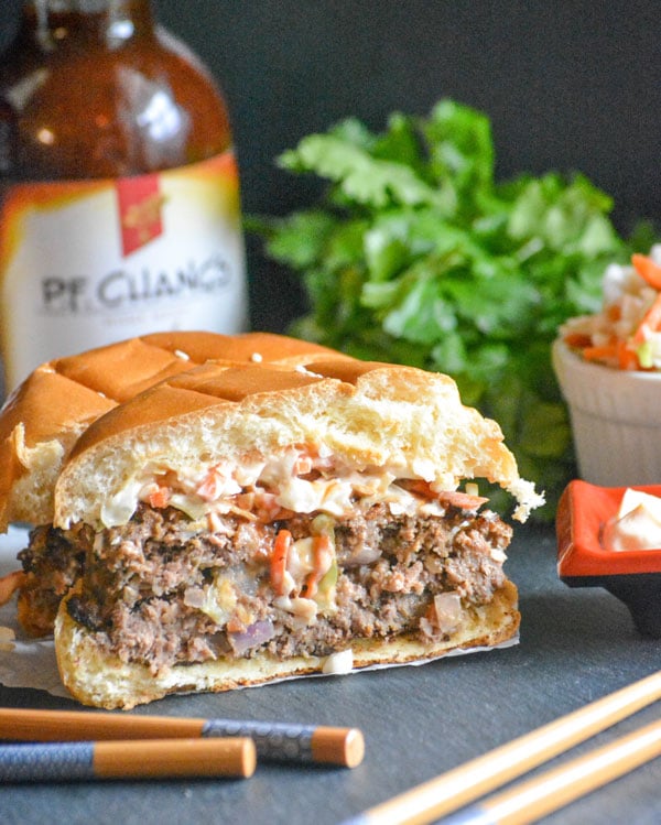 Mongolian Barbecue Burgers with Asian Slaw