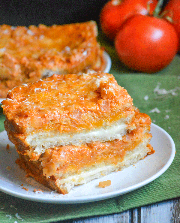 Tomato Soup Dipped Grilled Cheese Sandwiches