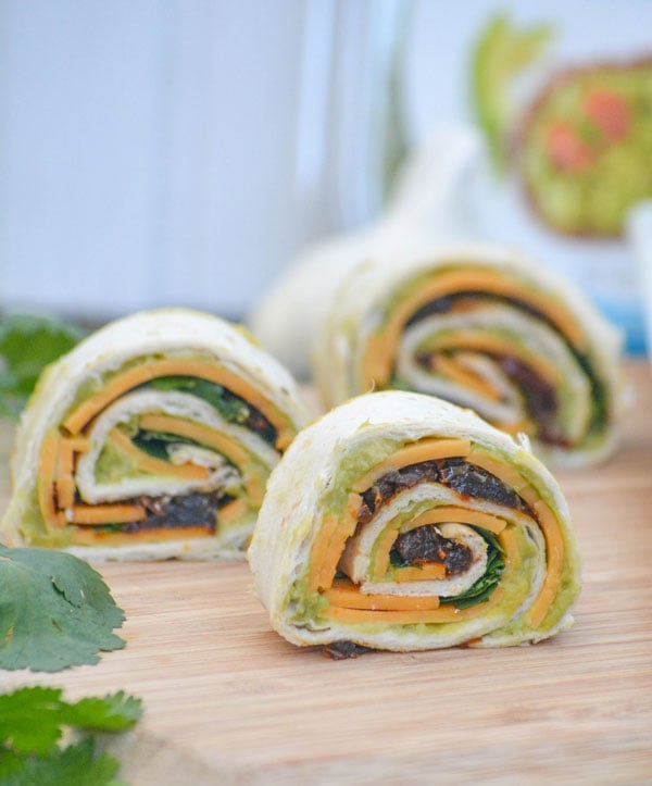 Chipotle Cheddar Garlic Herb Avocado Pinwheels