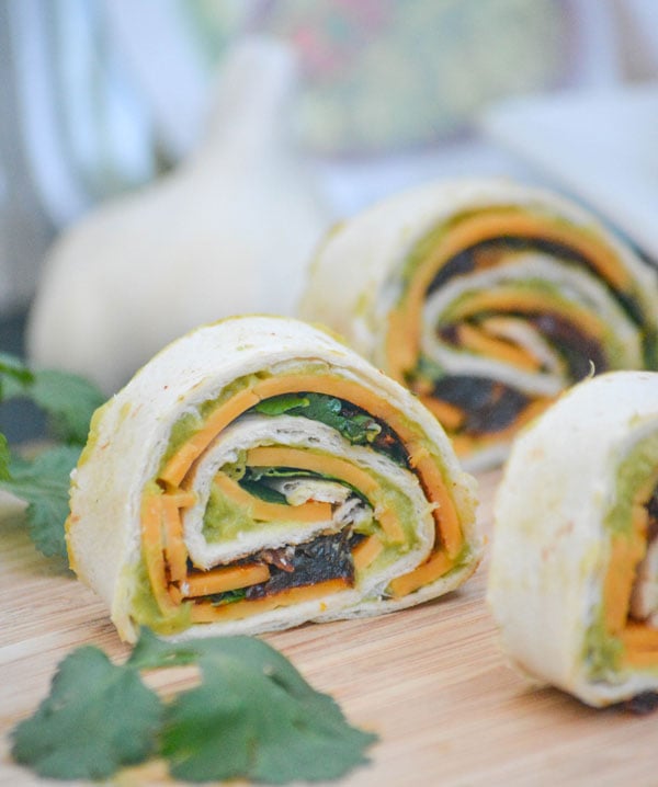 Chipotle Cheddar Garlic Herb Avocado Pinwheels