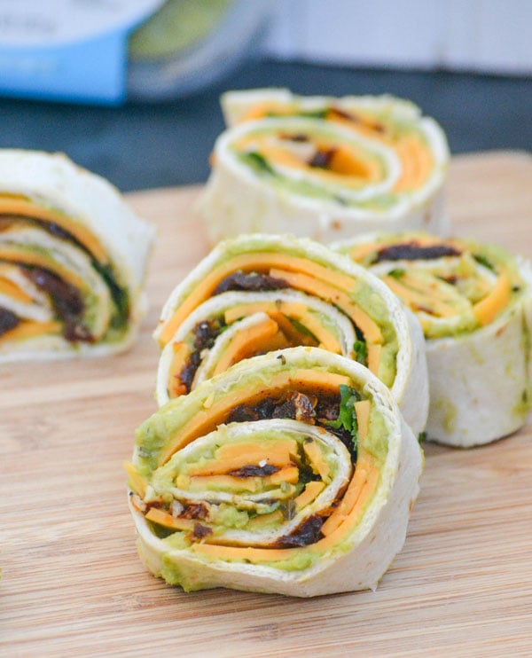 Chipotle Cheddar Garlic Herb Avocado Pinwheels