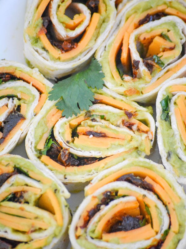 Chipotle Cheddar Garlic Herb Avocado Pinwheels