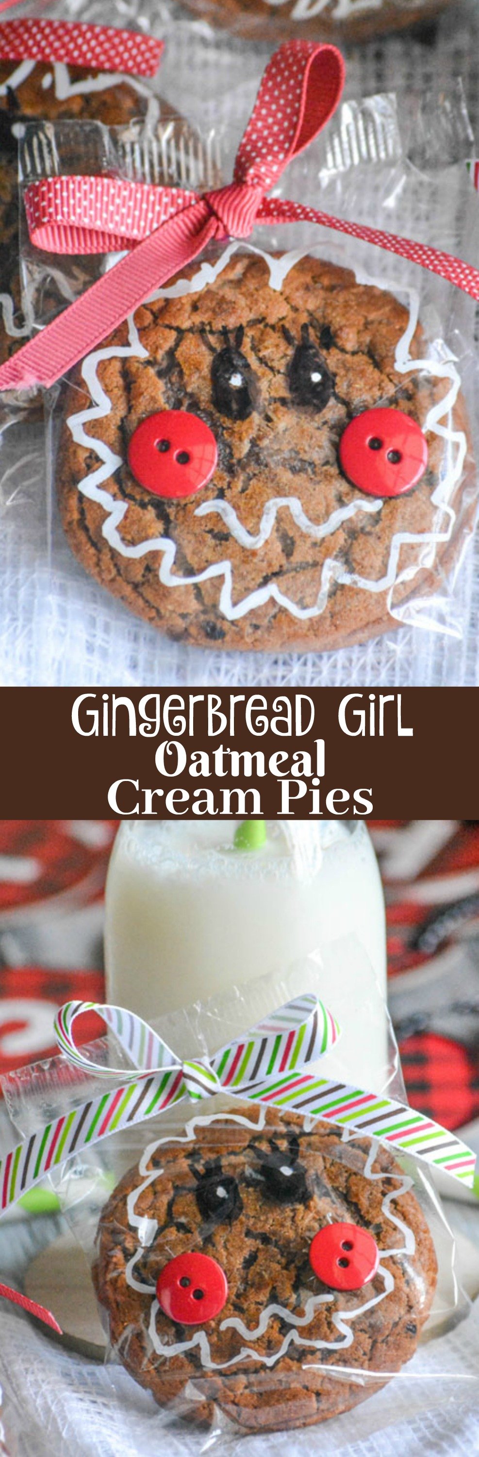 A great way to show friends & family you care during the holidays is with hand made gifts, these Gingerbread Girl Packaged Oatmeal Cream Pies are perfect for kids. They're a fun, easy craft that looks adorable and anyone would be proud to give.