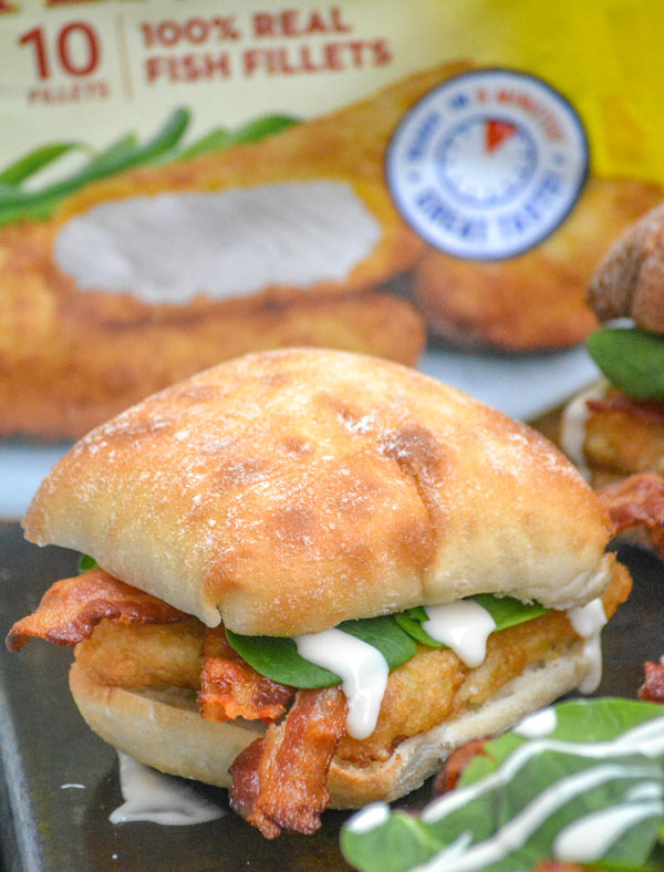 Bacon Alfredo Spinach Beer Battered Fish Fillet Sandwiches