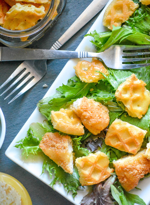 Chicken & Waffle Salad with Maple Dijon Vinaigrette