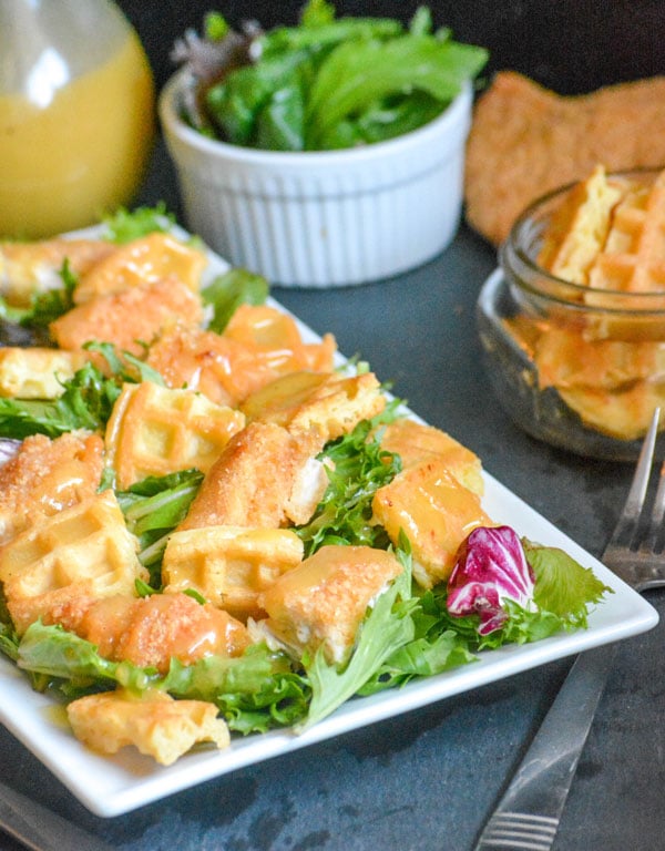 Chicken & Waffle Salad with Maple Dijon Vinaigrette