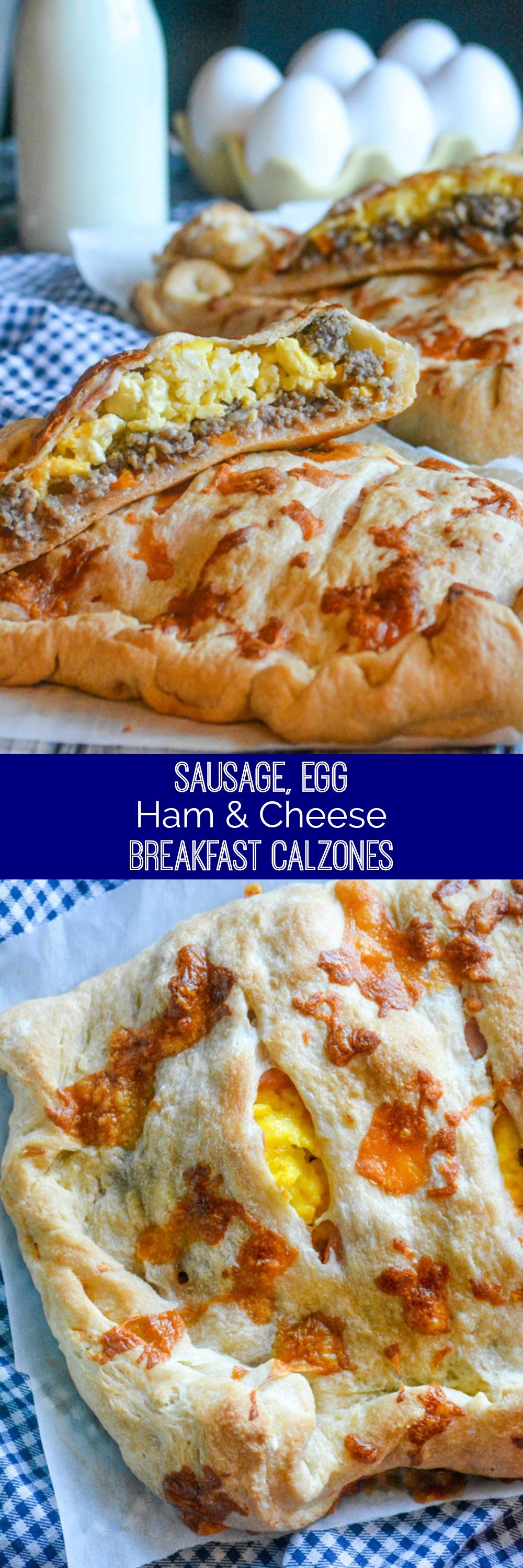 Breakfast, even brunch, can be hard- especially finding something everyone wants to eat. These easy Cheesy Sausage Ham & Egg Breakfast Calzones are the way to go!
