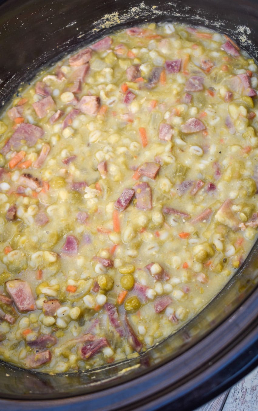 SPLIT PEA SOUP IN A BLACK CROCK