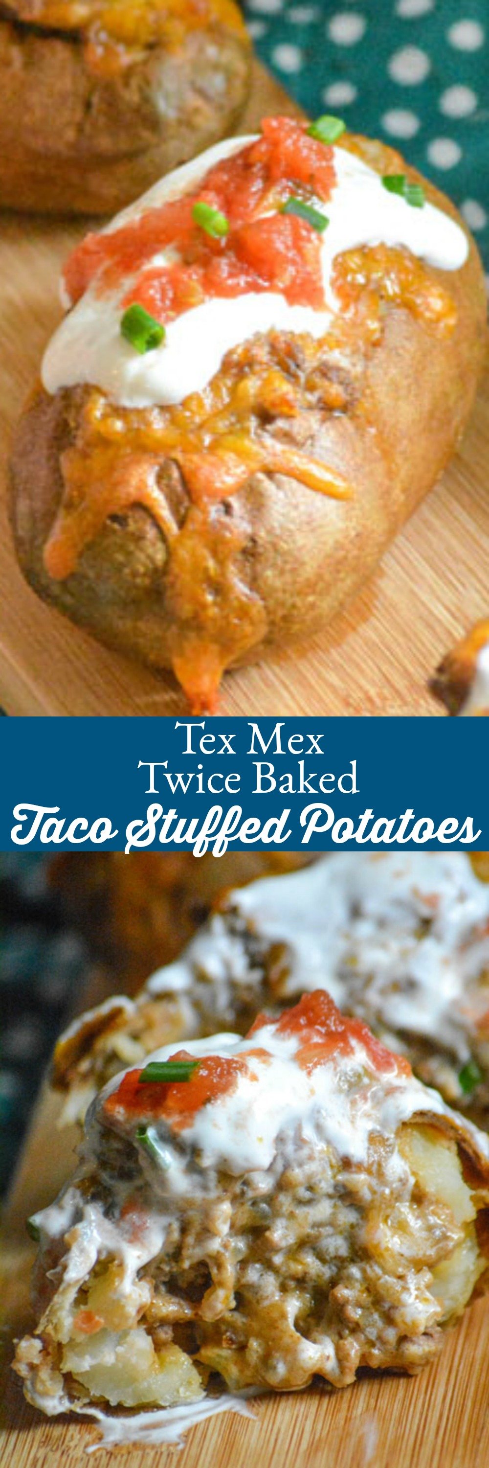 Think you know your way around a baked potato? These Twice Baked Tex Mex Taco Potatoes will have you thinking again, or well- twice. Stuffed with a creamy, taco seasoned meat & mashed potato mixture, they’re loaded with your favorite Tex Mex fixin’s for satisfying comfort food, perfect for a hearty dinner, but with a fun new spin.
