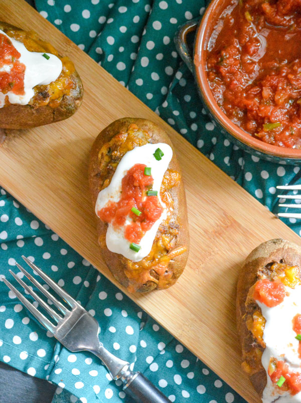 Twice Baked Tex Mex Taco Potatoes