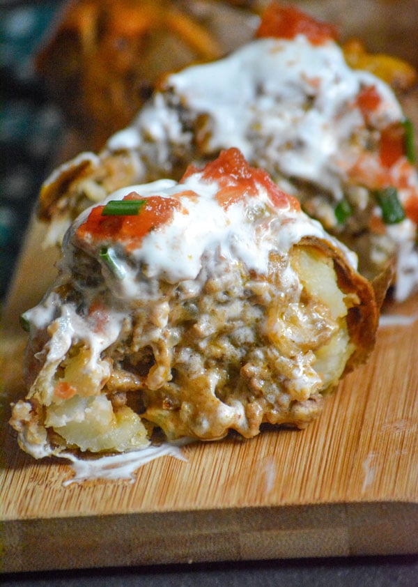 Twice Baked Tex Mex Taco Potatoes