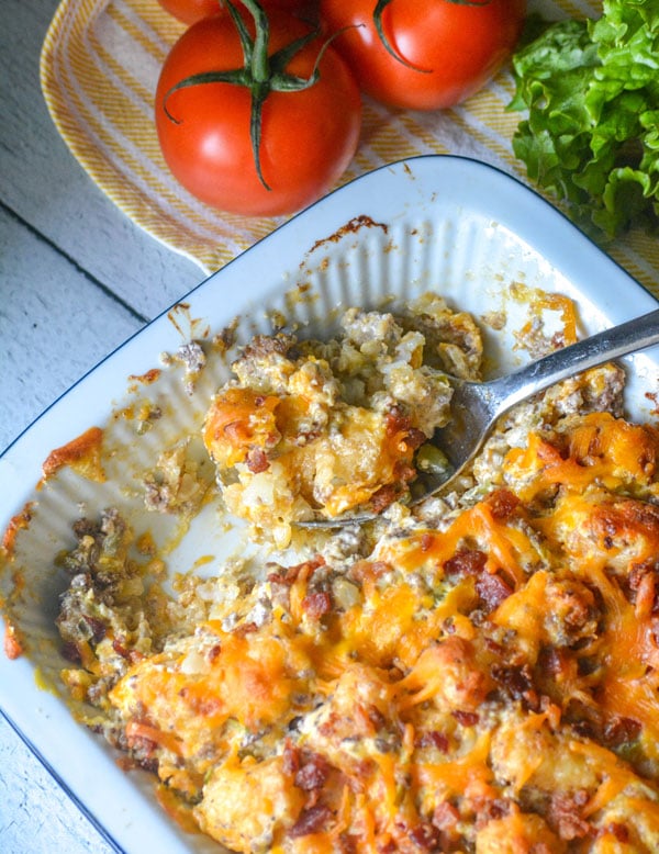 bacon cheeseburger tater tot bake