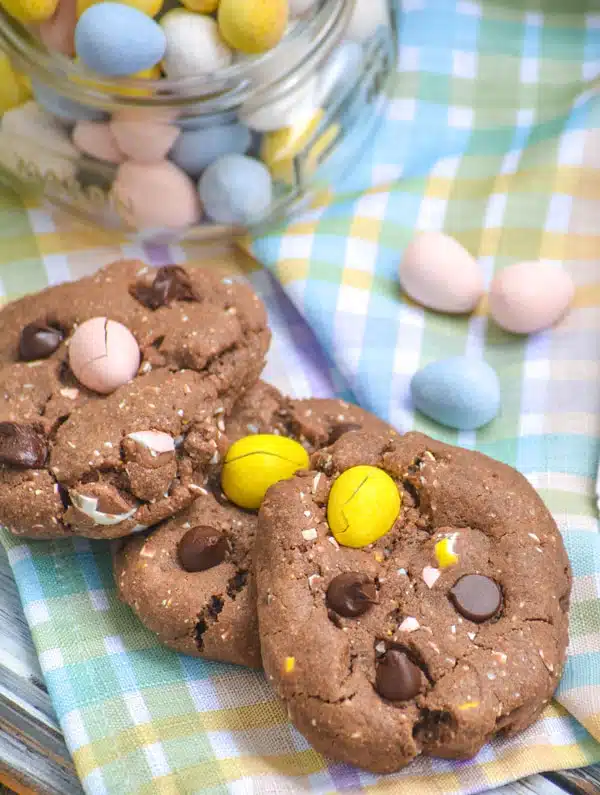 Chocolate Chocolate Chip Cadbury Egg Cookies #EasterSweetsWeek