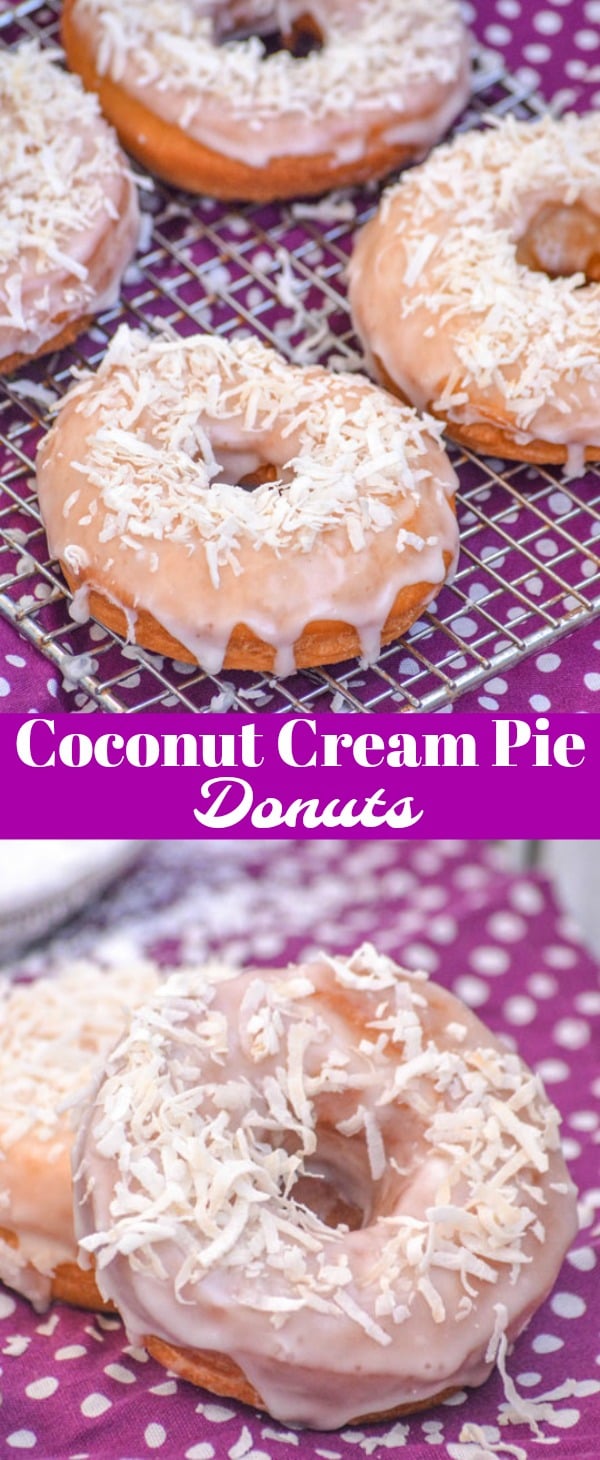 A solid donut recipe, these Coconut Cream Pie Donuts are the whole kit & kaboodle in breakfast and brunch form. Sweet & a tad savory, this recipe combines the flavors you love in your favorite dessert in yummy donut form with a creamy glaze and shredded coconut topping.
