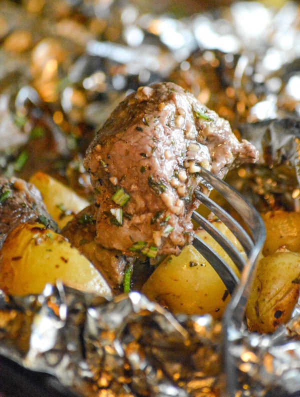 Grilled Butter Garlic Steak & Potato Foil Pack Dinner