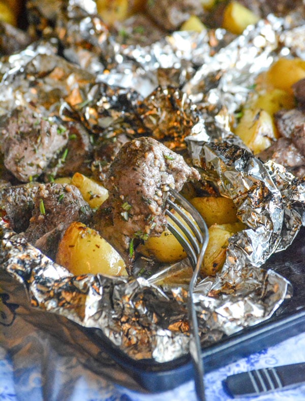 Grilled Butter Garlic Steak & Potato Foil Pack Dinner