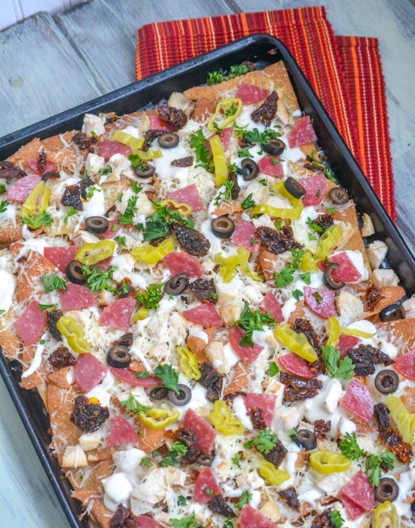 Loaded Italian-Style Chicken Sheet Pan Nachos