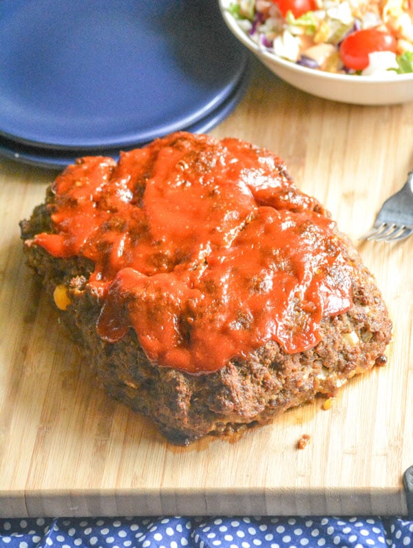 Mac & Cheese Stuffed Honey Barbecue Meatloaf