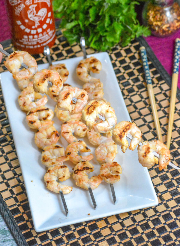 Grilled Spicy Lemon Garlic Nam Prik Shrimp Skewers - 4 Sons 'R' Us