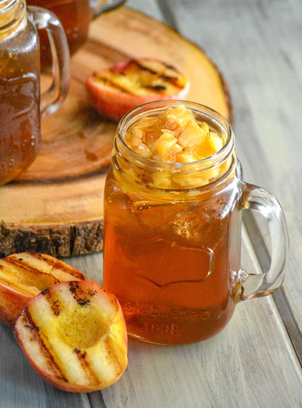 Grilled Peach Infused Sweet Iced Tea