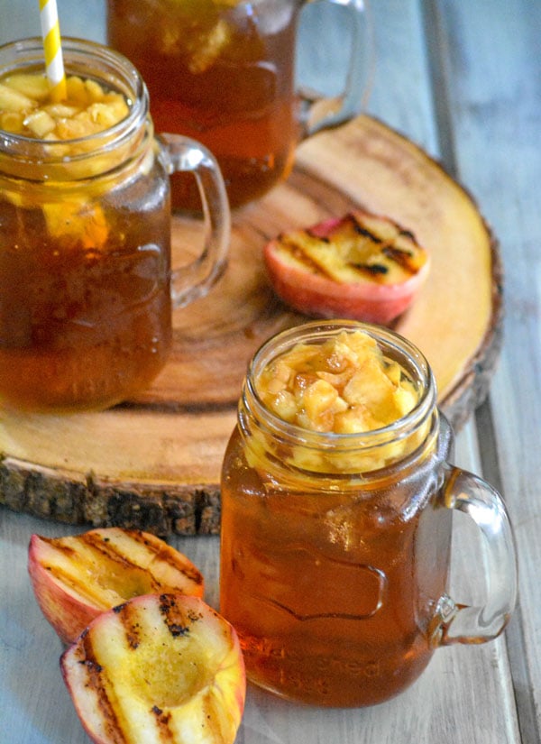 Grilled Peach Infused Sweet Iced Tea