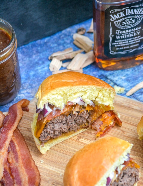 Smoked Cheeseburgers with Jack Daniels Barbecue Sauce