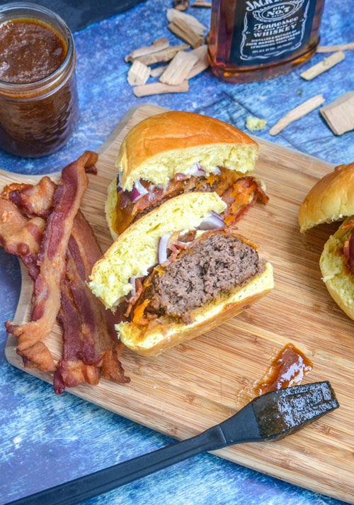 Smoked Whiskey Bacon Burgers