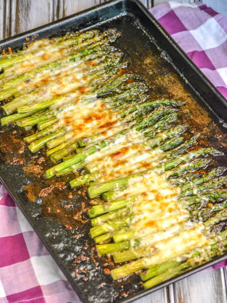 Garlic Roasted Cheesy Sheet Pan Asparagus - 4 Sons 'R' Us