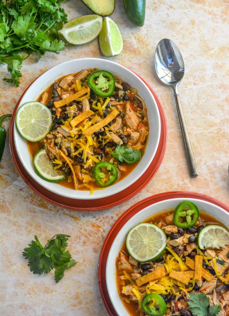 Healthy Chicken & Black Bean Tex Mex Soup