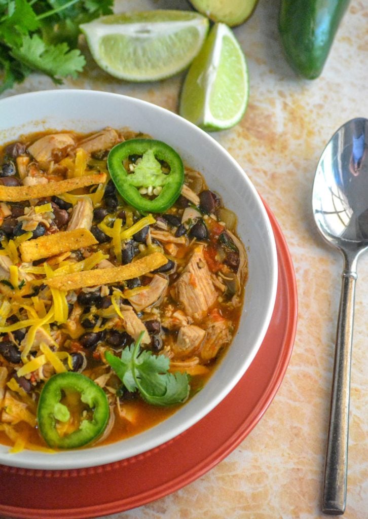 Healthy Chicken & Black Bean Tex Mex Soup