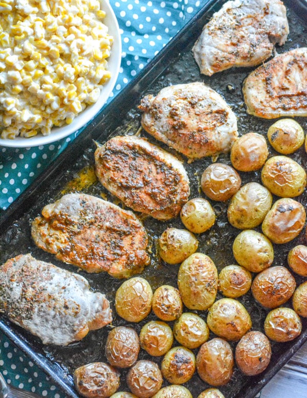 Ranch Pork Chop & Potato Sheet Pan Supper