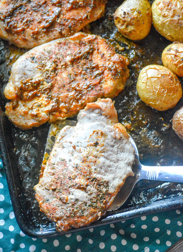 Ranch Pork Chop & Potato Sheet Pan Supper