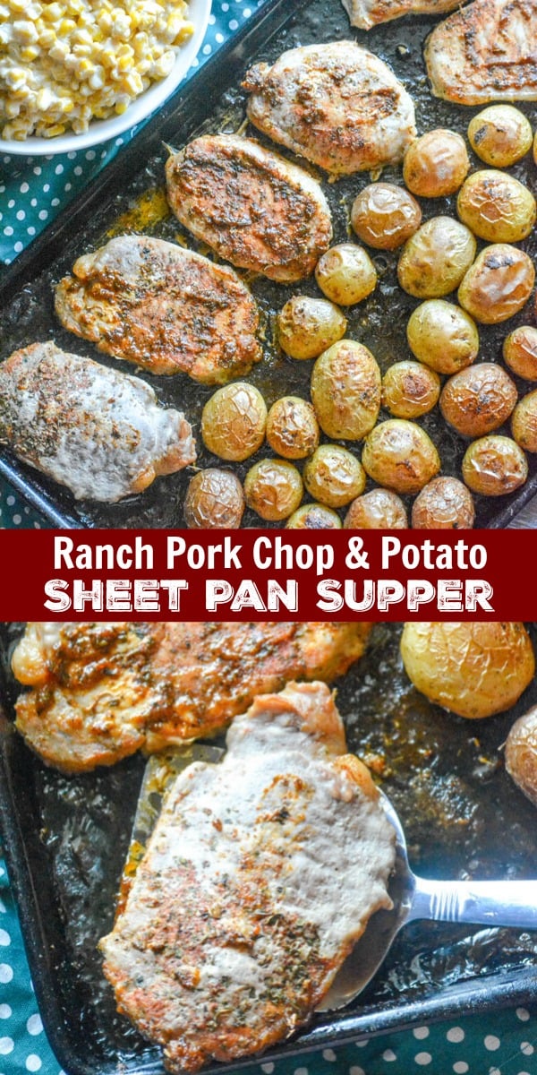 A complete meal baked on a single pan, this dinner takes the traditional 'meat & potatoes' pairing to a whole new level. This Ranch Pork Chop & Potato Sheet Pan Supper is seasoned to perfection with a delicious blend of your favorite Ranch flavors mixed with a little smoky spice.