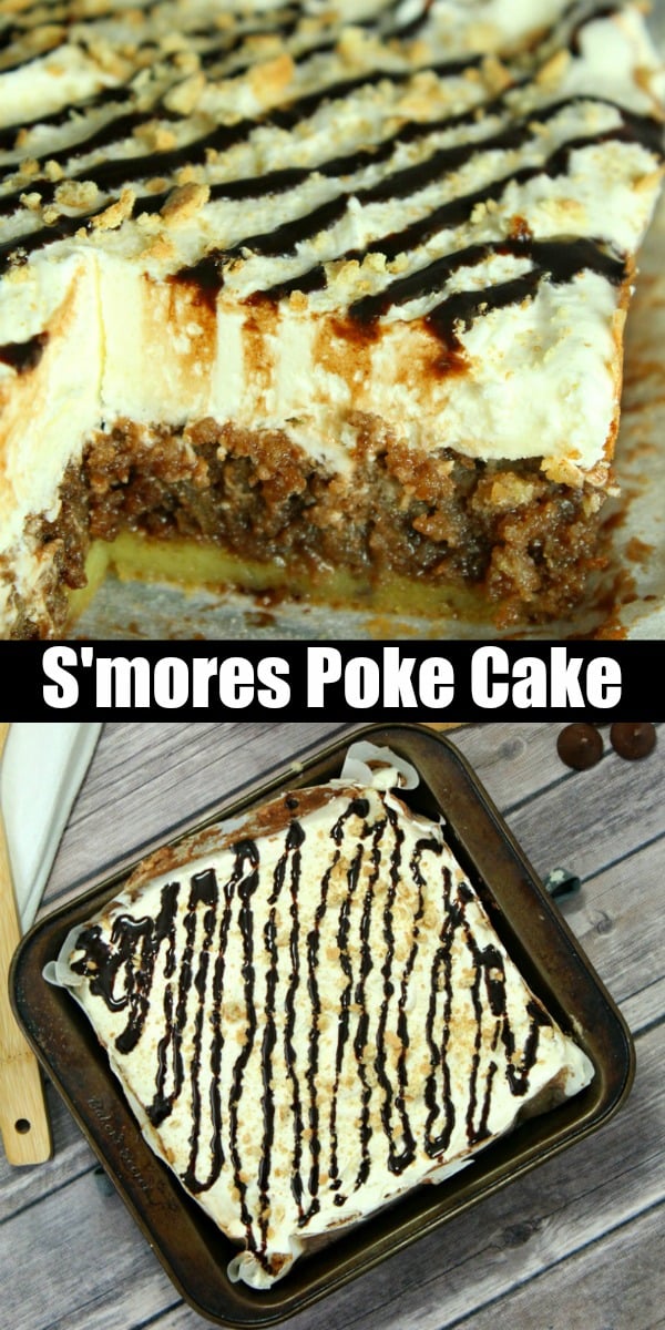 A delicious dessert, this S’mores Poke Cake is easy and features your favorite Summertime treat’s key flavors. With a graham cracker and chocolate syrup infused batter, this cake features veins of marshmallow butter cream, and a generous topping of the same. It’s the tastiest way to embrace the season!
