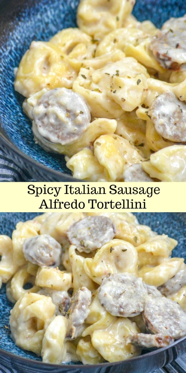 Sometimes it's hard to find something everyone will love when it's crunch time before dinner time rolls around. This 20 minute Spicy Italian Sausage Alfredo Tortellini is a simple pasta dinner in a homemade, zesty garlic flavored cream sauce. It dots all the I's & crosses all the T's for the entire family.