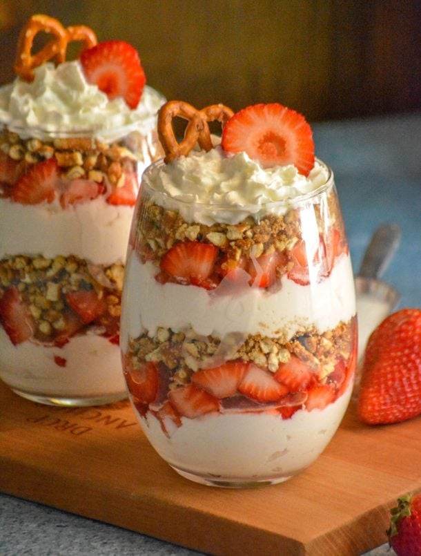 Strawberry Pretzel Salad Parfaits #SummerDessertWeek - 4 Sons 'R' Us