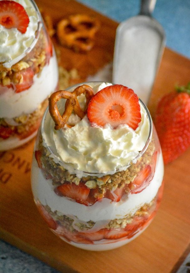 Strawberry Pretzel Salad Parfaits #SummerDessertWeek - 4 Sons 'R' Us