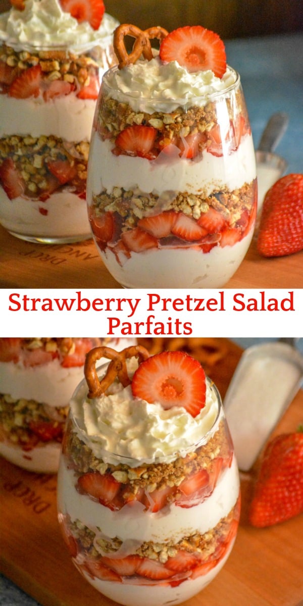 A studding dessert, these Strawberry Pretzel Salad Parfaits put a creamy new spin on the classic strawberry pretzel salad. Featuring layers of flavor infused freshly whipped cream, buttery cinnamon pretzels, and ripe berries- it's a dessert destined to impress.