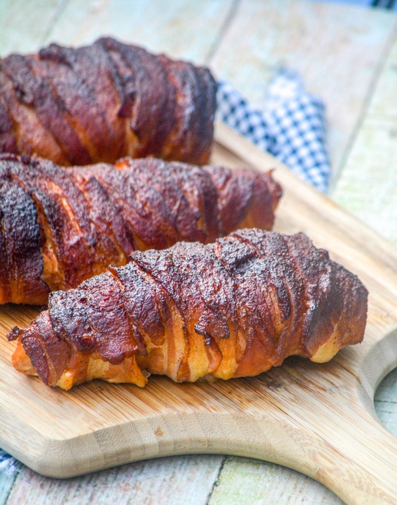 sweet heat bacon wrapped smoked chicken breasts