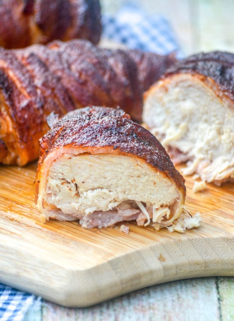 Sweet Heat Bacon Wrapped Smoked Chicken Breasts