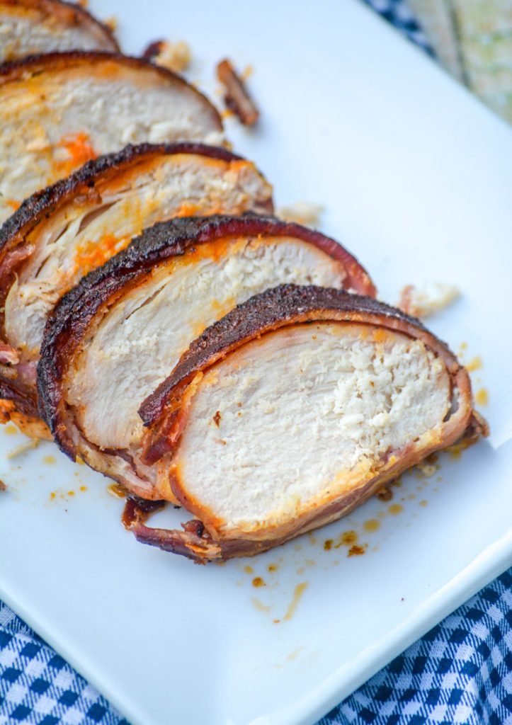 Sweet Heat Bacon Wrapped Smoked Chicken Breasts