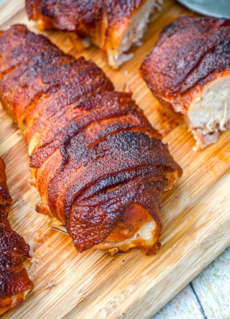 Sweet Heat Bacon Wrapped Smoked Chicken Breasts