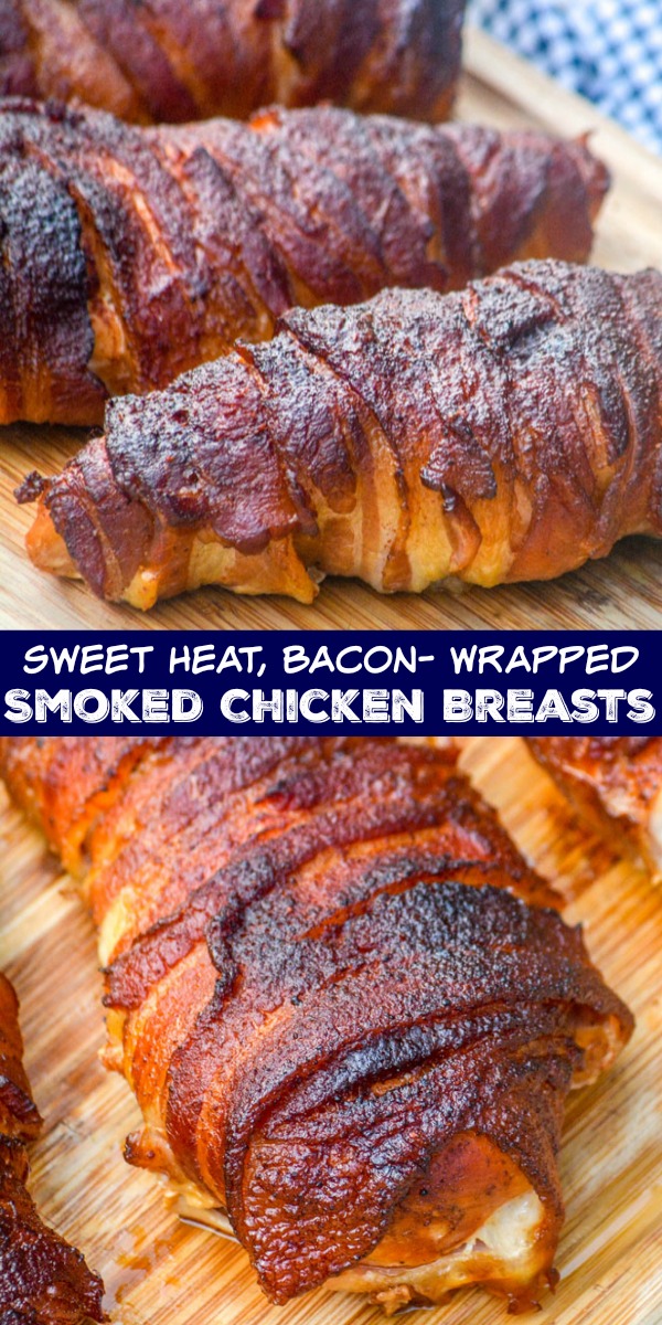 An easy way to get a flavorful, low budget meal, these Sweet Heat Bacon Wrapped Smoked Chicken Breasts are the way to go. They’re the perfect set it, and forget it kinda deal.